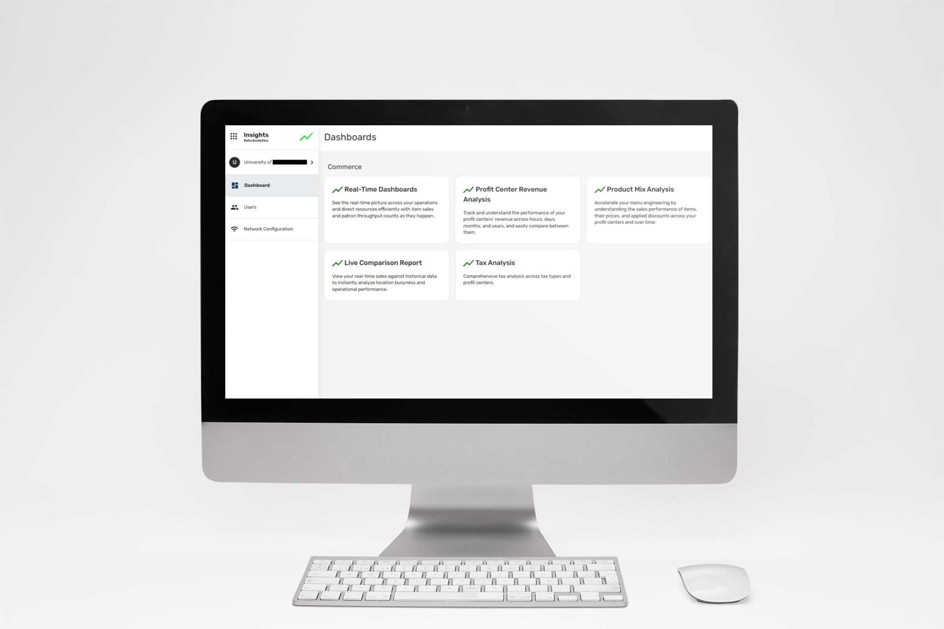 Computer showing campus commerce dashboard