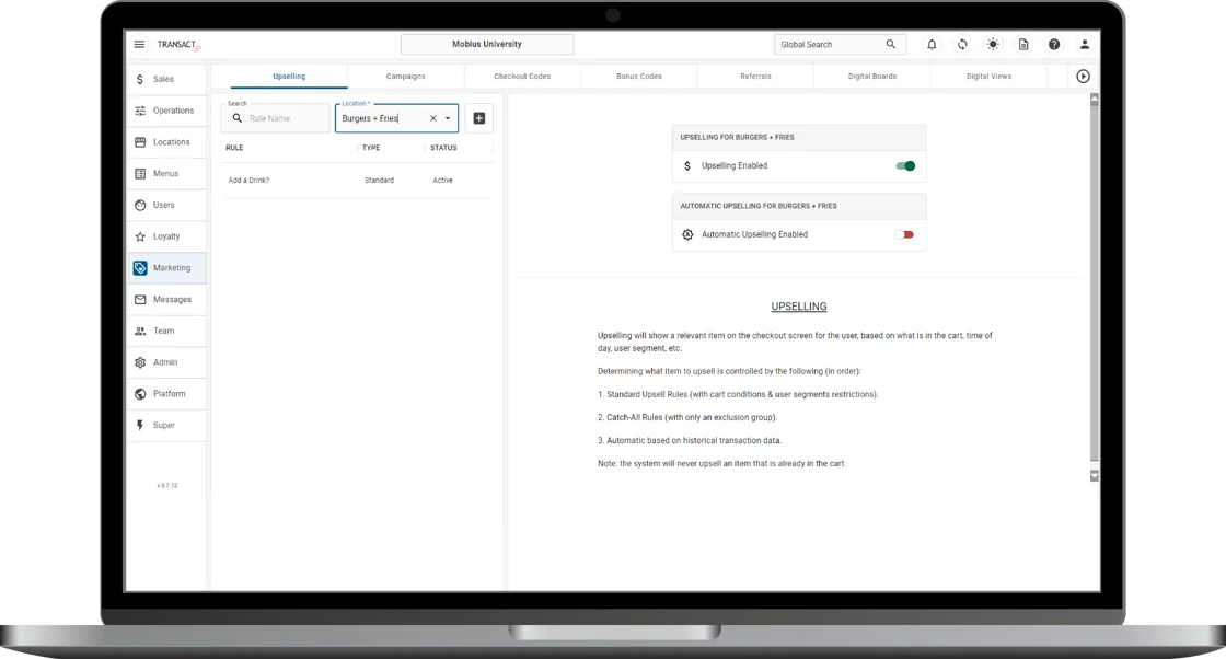 Laptop showing mobile ordering