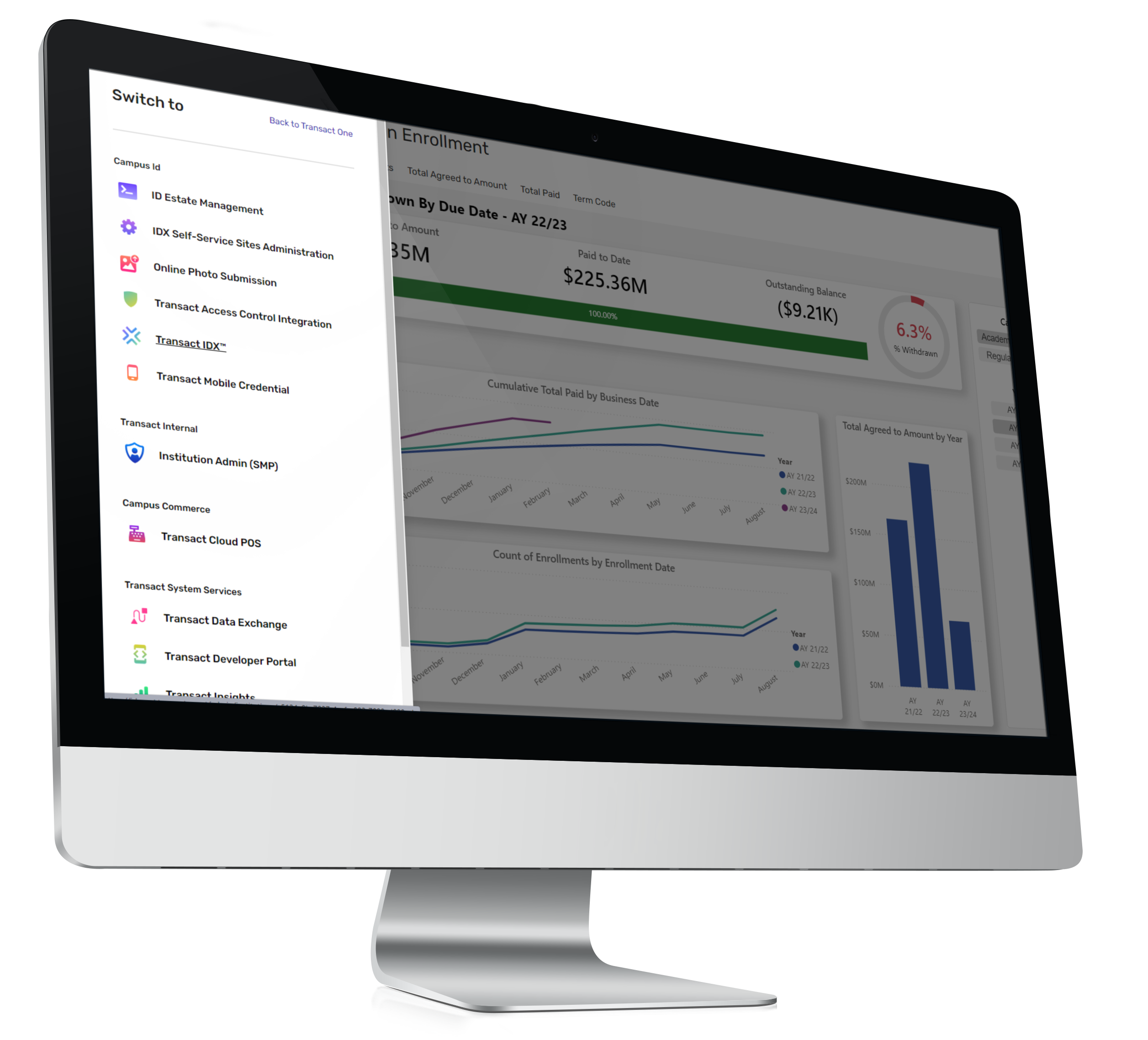 Screen showing Transact Insights