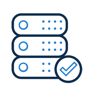 Server stack with a check logo