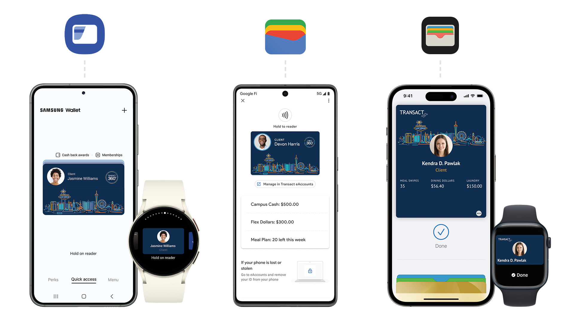 Transact Mobile Credentials on Galaxy Wallet, Google Wallet, and Apple Wallet